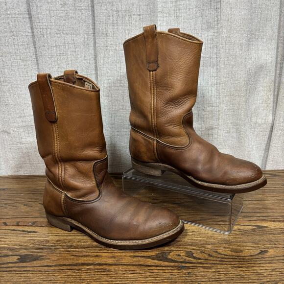 Vintage Red Wing Pecos 1155 Pull-On Work Boots Men’s 8D Brown Leather USA Made - Picture 1 of 8